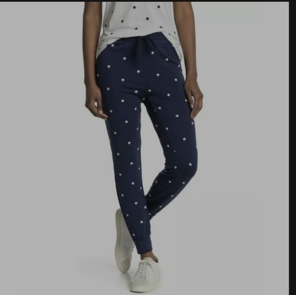 Splendid XS Jogger Sweat Pants Womens Blue with Embroidered Stars MSRP $138.00